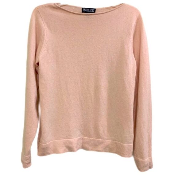 LANDS’ END VTG 100% Cashmere Women Pink Sweater MP 10/12 Boat Neck Long Sleeve. - Picture 1 of 11
